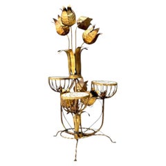 Mid-Century Italian Tole Flower Floor Lamp