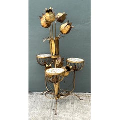 Mid-Century Italian Tole Flower Floor Lamp