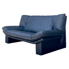 Vintage Nicoletti Salotti Black Leather Sofa