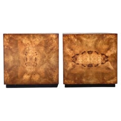 Vintage Burl Wood Cube Tables - Pair