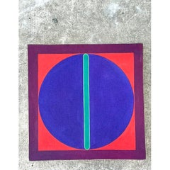 Vintage Geometric Abstract Painting On Canvas