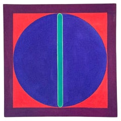 Vintage-Gemälde mit geometrischen, abstrakten Motiven auf Leinwand