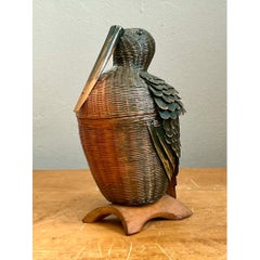 Vintage Shanghai Weave Rattan Pelican Basket