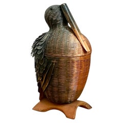 Vintage Shanghai Weave Rattan Pelican Basket