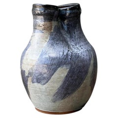 Jarrón de cerámica vintage de doble cuello