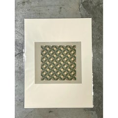 Vintage Geometric Tile Pattern Serigraph