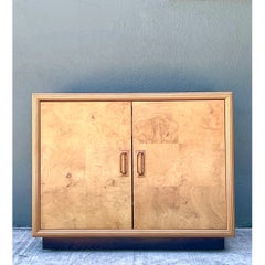 Vintage Henredon Modernist Two Door Burl Wood Server