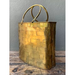 Vintage Brass Woven Basket