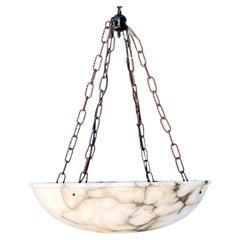 Vintage Alabaster Bowl Pendant Light