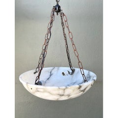 Vintage Alabaster Bowl Pendant Light