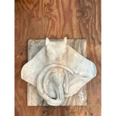 Vintage Carrera Marble Stingray Sculpture