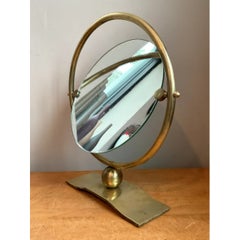 Miroir de coiffeuse rond vintage en laiton