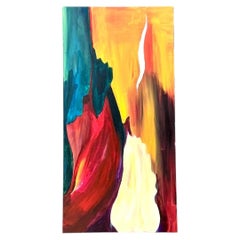 Vintage Abstract Expressionist Painting on Canvas