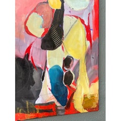 Vintage Abstract Expressionist Oil Painting on Canvas