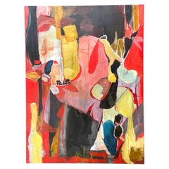Vintage Abstract Expressionist Oil Painting on Canvas