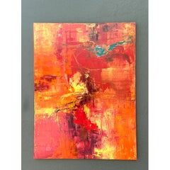 Pintura al óleo sobre lienzo de estilo expresionista abstracto vintage