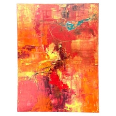 Pintura al óleo sobre lienzo de estilo expresionista abstracto vintage