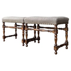 Vintage Lewis Mittman Nailhead Low Stools - A Pair