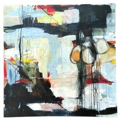 Vintage Abstract Expressionist Oil Painting on Canvas
