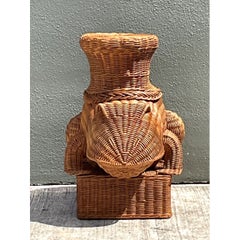 Vintage Woven Rattan Frog Table
