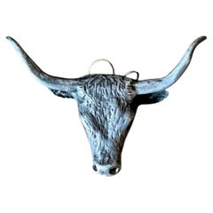 Vintage Antiqued Silver Steer Head Pendant