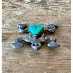 Vintage Native American Silver Inlaid Turquoise Pendant