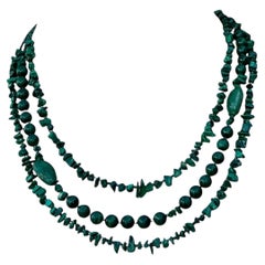 Collier Vintage Boho Malachite à trois brins