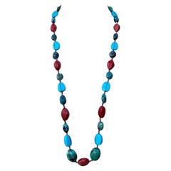 Vintage Turquoise & Coral Bead Necklace
