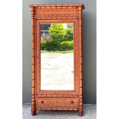 Vintage Faux Bamboo Armoire with Mirror