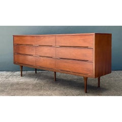 Vintage MCM Danish Teak Nine-Drawer Dresser