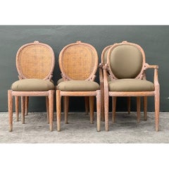 Vintage Carved Faux Bois Dining Chairs - Set Of 6