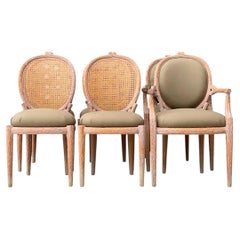Vintage Carved Faux Bois Dining Chairs - Set Of 6