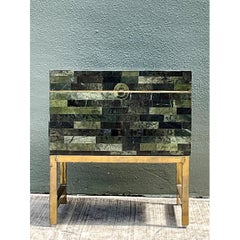 Vintage Stone and Metal Side Table