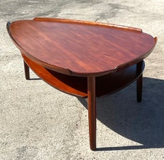 Vintage MCM Swedish Yngve Ekstrom Teak Surfboard Coffee Table