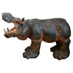 Vintage Boho Slab Built Ceramic Hippo