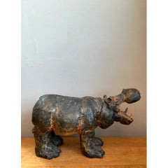 Vintage Boho Slab Built Ceramic Hippo