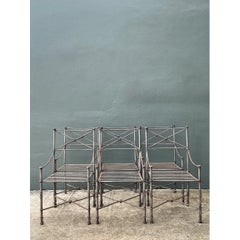 Vintage Target Back Wrought Iron Dining Chairs - Set Of 6