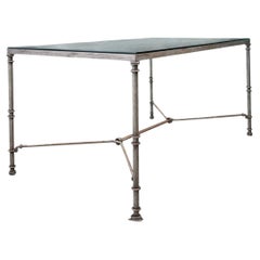 Vintage Outdoor Metal and Glass Dining Table