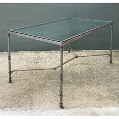 Vintage Outdoor Metal and Glass Dining Table