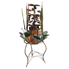Vintage Patinated Metal Water Fountain Sculpture