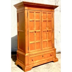 Vintage Drexel Pine Armoire Cabinet
