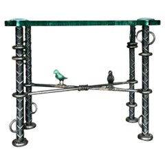 Vintage Boho Ilana Goor Rebar Birds Side Table
