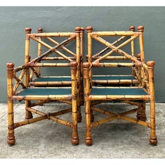 Vintage Bamboo X-Backdining Chairs - Set of 4
