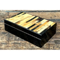 Vintage Horn and Wood Decorative Box