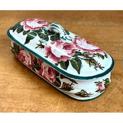 Vintage Rose Motif Porcelain Trinket Box