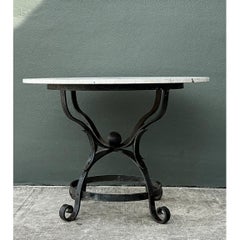 Vintage Wrought Iron Dining Table With Stone Top