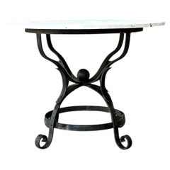 Vintage Wrought Iron Dining Table With Stone Top