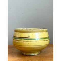 Vintage Striped Earthenware Decorative Bowl