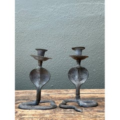 Vintage Cobra Form Metal Candle Holders