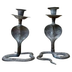Vintage Cobra Form Metal Candle Holders